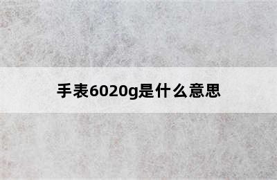 手表6020g是什么意思