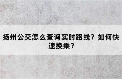 扬州公交怎么查询实时路线？如何快速换乘？