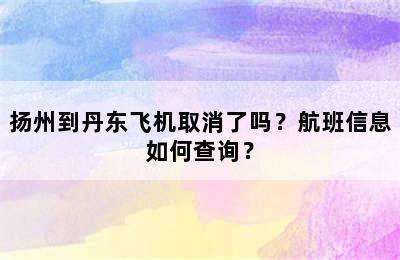 扬州到丹东飞机取消了吗？航班信息如何查询？