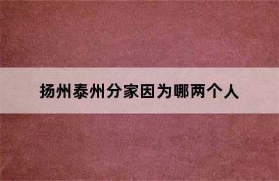 扬州泰州分家因为哪两个人