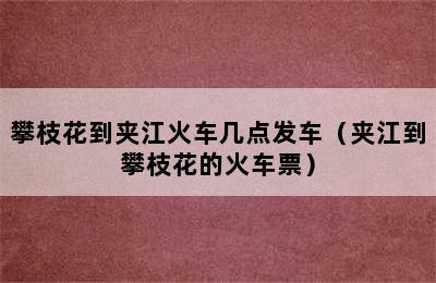 攀枝花到夹江火车几点发车（夹江到攀枝花的火车票）