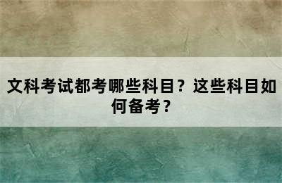 文科考试都考哪些科目？这些科目如何备考？