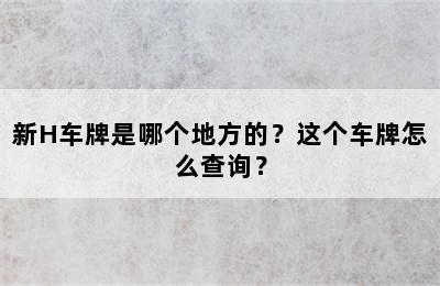 新H车牌是哪个地方的？这个车牌怎么查询？