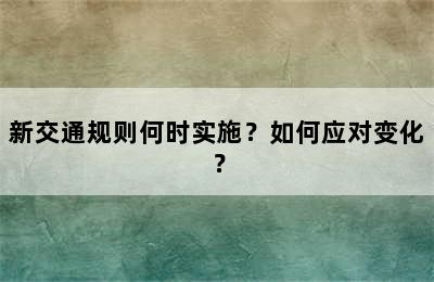 新交通规则何时实施？如何应对变化？