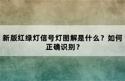 新版红绿灯信号灯图解是什么？如何正确识别？