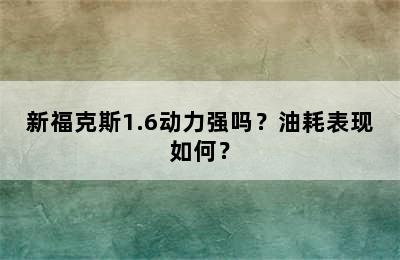 新福克斯1.6动力强吗？油耗表现如何？