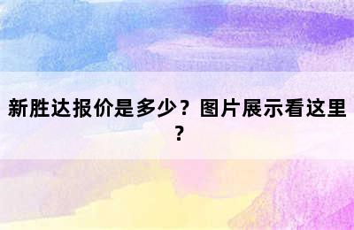 新胜达报价是多少？图片展示看这里？