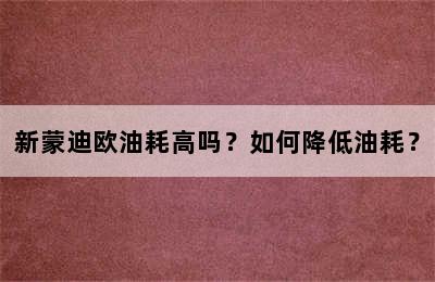 新蒙迪欧油耗高吗？如何降低油耗？