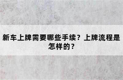 新车上牌需要哪些手续？上牌流程是怎样的？