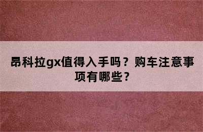 昂科拉gx值得入手吗？购车注意事项有哪些？