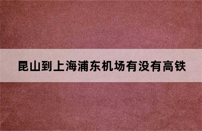 昆山到上海浦东机场有没有高铁