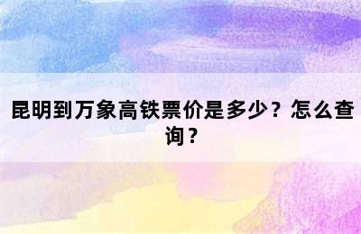 昆明到万象高铁票价是多少？怎么查询？