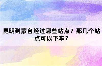 昆明到蒙自经过哪些站点？那几个站点可以下车？