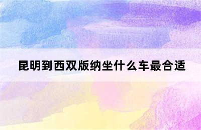 昆明到西双版纳坐什么车最合适