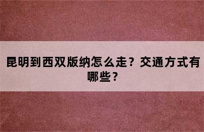 昆明到西双版纳怎么走？交通方式有哪些？