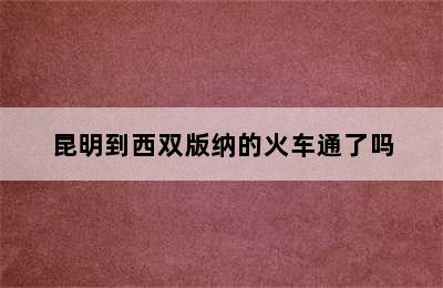 昆明到西双版纳的火车通了吗