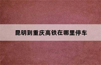 昆明到重庆高铁在哪里停车