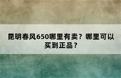 昆明春风650哪里有卖？哪里可以买到正品？