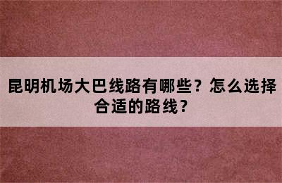 昆明机场大巴线路有哪些？怎么选择合适的路线？