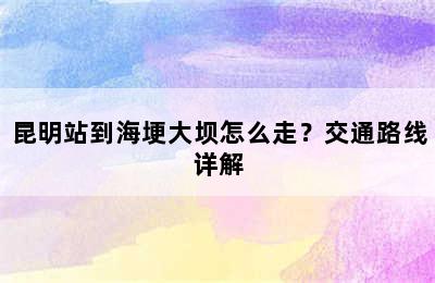 昆明站到海埂大坝怎么走？交通路线详解