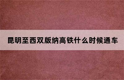 昆明至西双版纳高铁什么时候通车