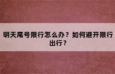 明天尾号限行怎么办？如何避开限行出行？