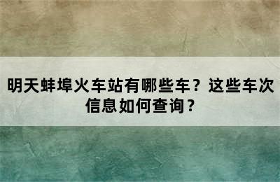 明天蚌埠火车站有哪些车？这些车次信息如何查询？