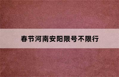 春节河南安阳限号不限行