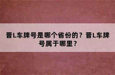 晋L车牌号是哪个省份的？晋L车牌号属于哪里？