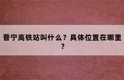 普宁高铁站叫什么？具体位置在哪里？