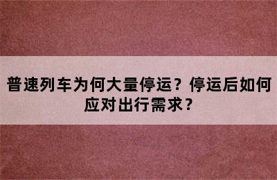 普速列车为何大量停运？停运后如何应对出行需求？