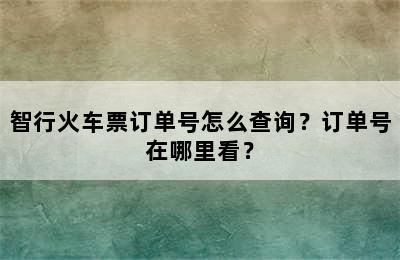 智行火车票订单号怎么查询？订单号在哪里看？