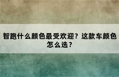 智跑什么颜色最受欢迎？这款车颜色怎么选？