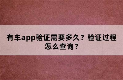 有车app验证需要多久？验证过程怎么查询？