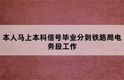 本人马上本科信号毕业分到铁路局电务段工作