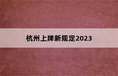 杭州上牌新规定2023