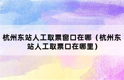 杭州东站人工取票窗口在哪（杭州东站人工取票口在哪里）