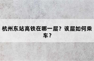 杭州东站高铁在哪一层？该层如何乘车？