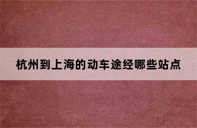 杭州到上海的动车途经哪些站点