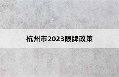 杭州市2023限牌政策