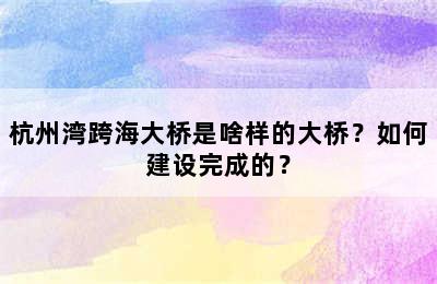 杭州湾跨海大桥是啥样的大桥？如何建设完成的？