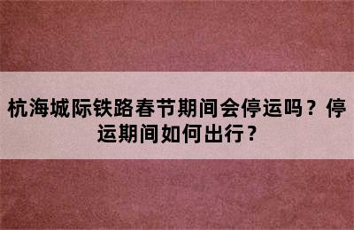 杭海城际铁路春节期间会停运吗？停运期间如何出行？