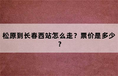 松原到长春西站怎么走？票价是多少？