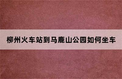 柳州火车站到马鹿山公园如何坐车