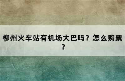 柳州火车站有机场大巴吗？怎么购票？