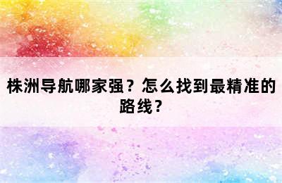 株洲导航哪家强？怎么找到最精准的路线？