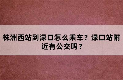 株洲西站到渌口怎么乘车？渌口站附近有公交吗？