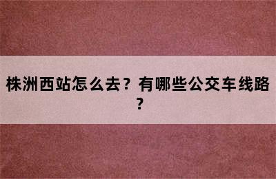 株洲西站怎么去？有哪些公交车线路？