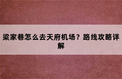 梁家巷怎么去天府机场？路线攻略详解