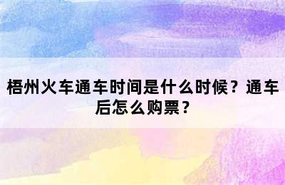 梧州火车通车时间是什么时候？通车后怎么购票？